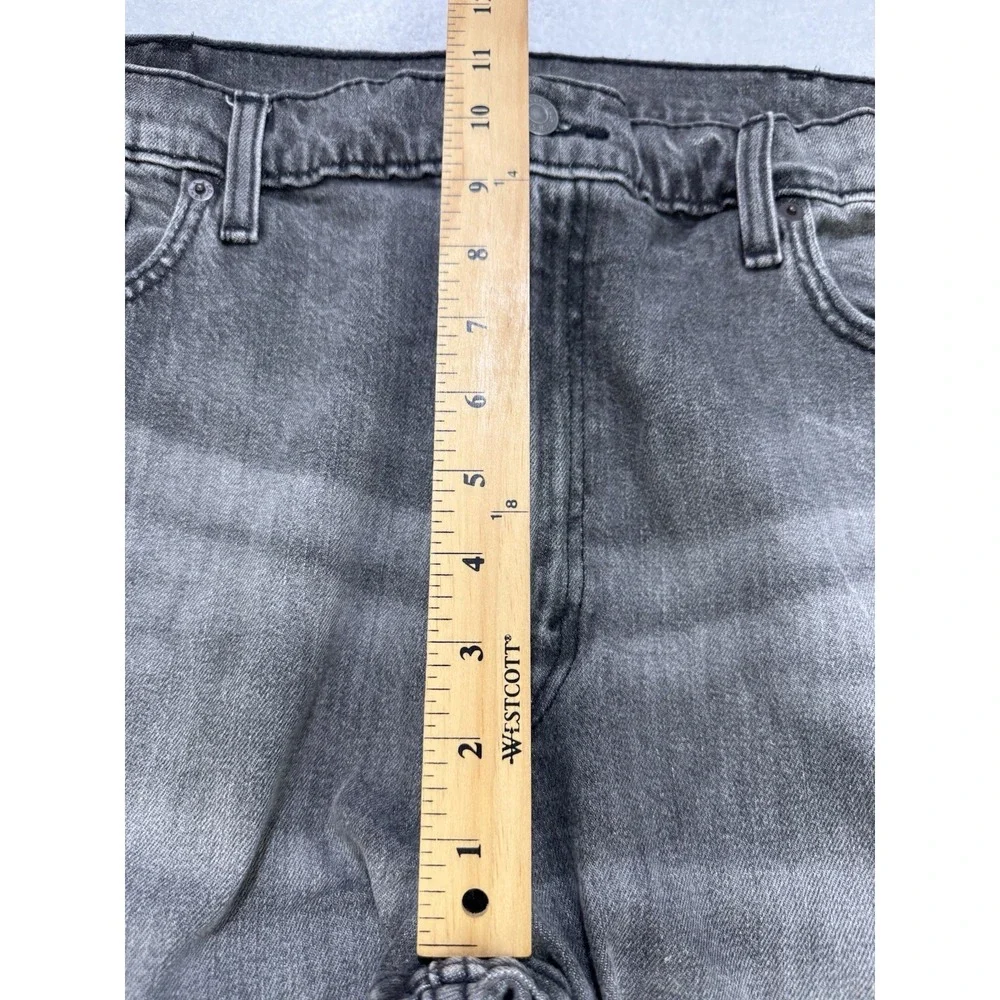 Levis 502 Jeans Mens 40x38 Gray Distressed Denim Taper Leg Red Tab